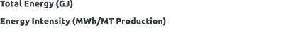 Total Energy (GJ) Energy Intensity (MWh MT Production)
