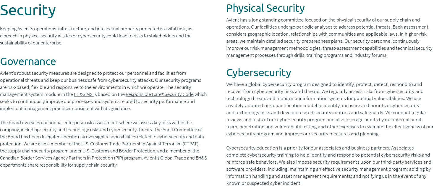 Security Keeping Avient’s operations, infrastructure, and intellectual property protected is a vital task, as a breac...